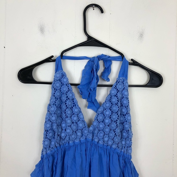 Regalinas Flower Crochet Halter Maxi Dress Sz XS - Picture 3 of 14